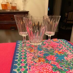 Vintage Josair Crystal Wine Glasses X 3